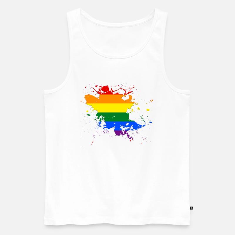 Regenbogenfahne als Farbklecks - Männer Premium Bio Tank Top - Weiß