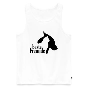 Hund Katze beste Freunde treuer Begleiter Gefährte - Männer Premium Bio Tank Top - Weiß - Vorne - Michal (187cm)