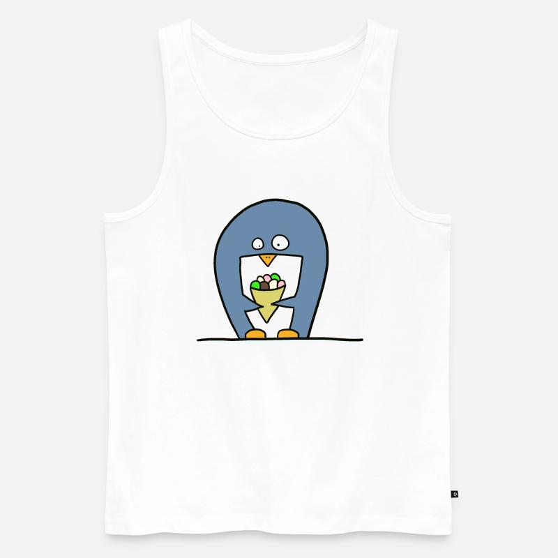 Pinguin mit Eiscreme - Männer Premium Bio Tank Top - Weiß