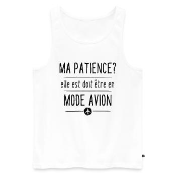 ma patience en mode avion - Débardeur bio Premium Homme - blanc - Devant - Michal (187cm)