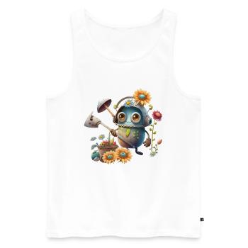 Niedlicher Roboter im Garten - Männer Premium Bio Tank Top - Weiß - Vorne - AI Model Male 178 light (178cm)