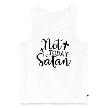 Pas aujourd’hui, Satan - Débardeur bio Premium Homme - blanc - Devant - Michal (187cm)