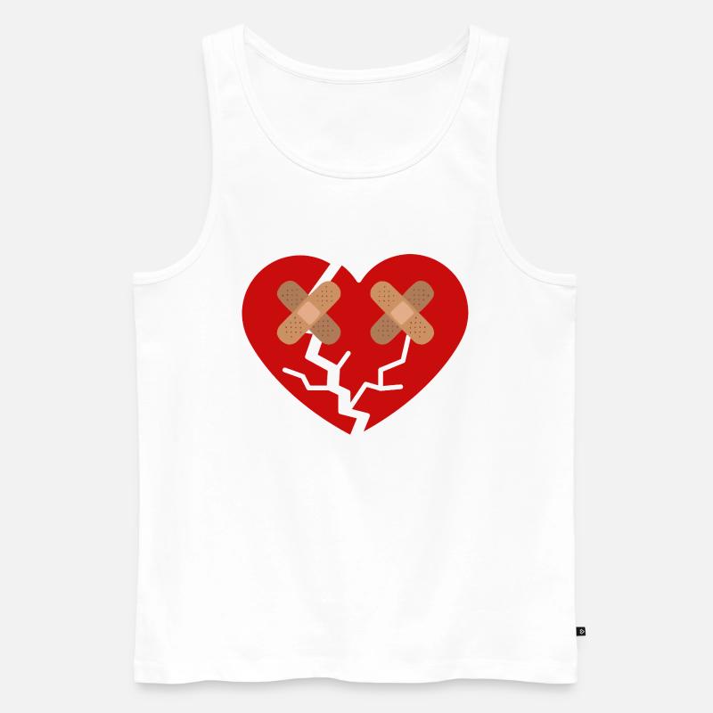 Gebrochenes Herz mit Pflaster - Männer Premium Bio Tank Top - Weiß