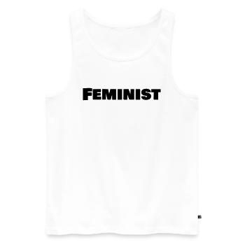 Feminist - Men's Premium Organic Tank Top - white - Front - AI Model Male 178 light (178cm)