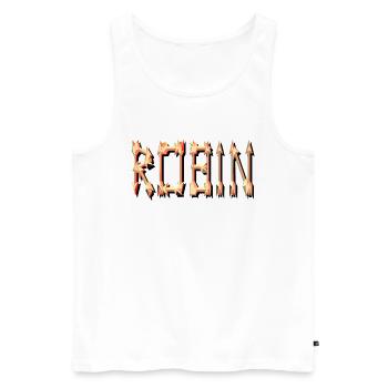 robin2 - Männer Premium Bio Tank Top - Weiß - Vorne - AI Model Male 178 light (178cm)