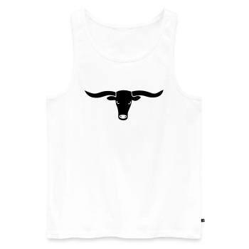 bulle bullig polizei ochse horn hörner rodeo evil - Männer Premium Bio Tank Top - Weiß - Vorne - AI Model Male 178 light (178cm)
