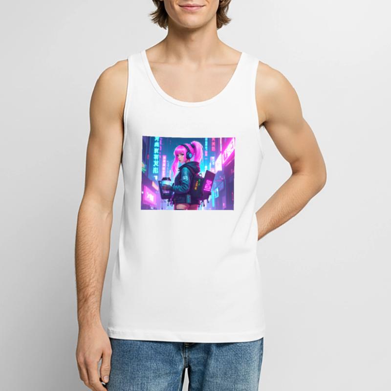 Cyber DJ Coder – Beats, Bytes & Blinks Männer Premium Bio Tank Top