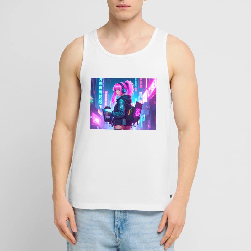 Cyber DJ Coder – Beats, Bytes & Blinks Männer Premium Bio Tank Top