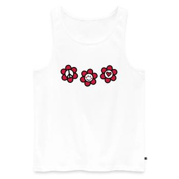 Peace Love Happiness Free Summer Festival Flower - Men's Premium Organic Tank Top - white - Front - AI Model Male 178 light (178cm)