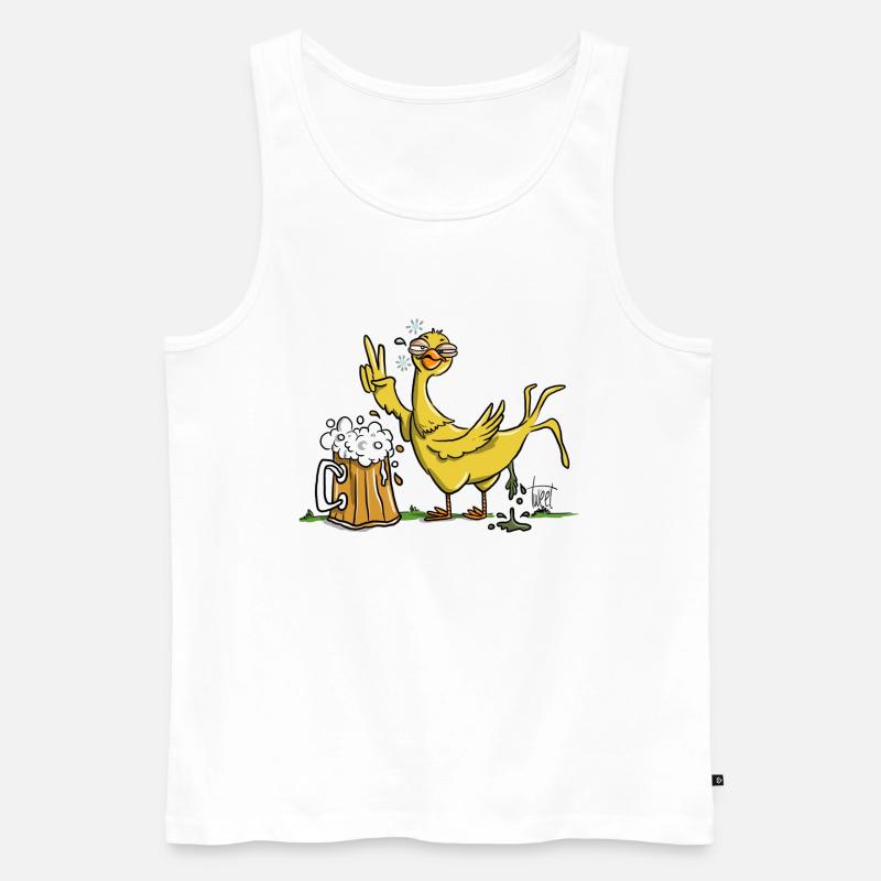 Drunk Bird - Männer Premium Bio Tank Top - Weiß
