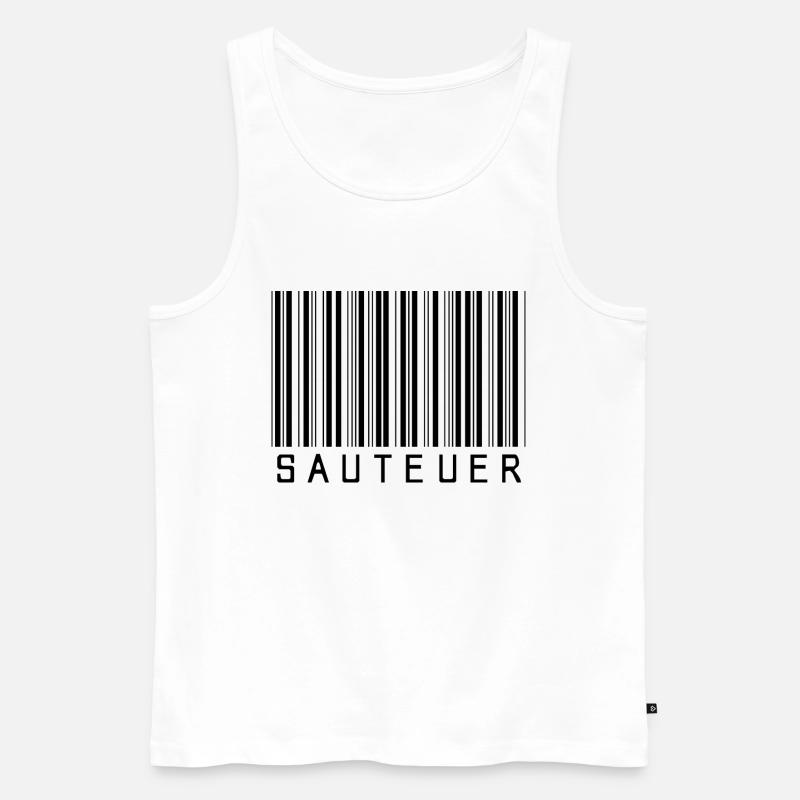 Strichcode "SAUTEUER" black/schwarz - Männer Premium Bio Tank Top - Weiß