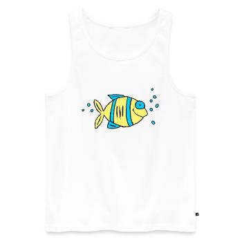 Poisson Cichlide Eau Mer Graffiti Dessin - Débardeur bio Premium Homme - blanc - Devant - Michal (187cm)