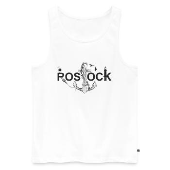 Rostock mit Schriftzug und Anker - Männer Premium Bio Tank Top - Weiß - Vorne - Michal (187cm)