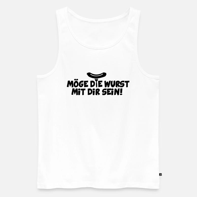 MÖGE DIE WURST MIT DIR SEIN - Männer Premium Bio Tank Top - Weiß
