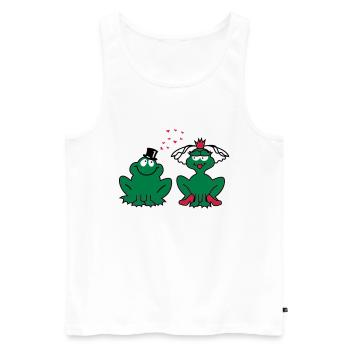 Hochzeit - JGA - Braut - Paar - Froschpärchen - 3C - Männer Premium Bio Tank Top - Weiß - Vorne - Michal (187cm)
