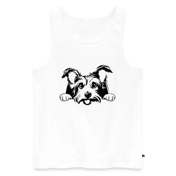 Kleiner Terrier - Männer Premium Bio Tank Top - Weiß - Vorne - Michal (187cm)