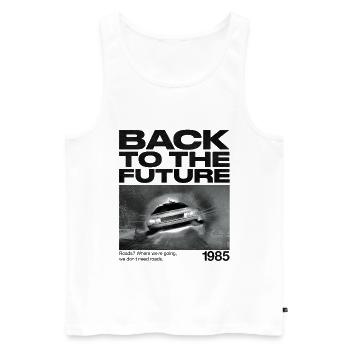 Retour Vers Le Futur Don´t Need Roads DeLorean - Débardeur bio Premium Homme - blanc - Devant - AI Model Male 178 light (178cm)