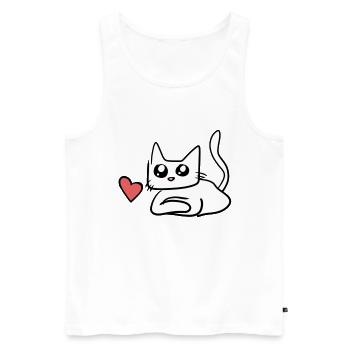 Katze Herz Symbol Süß - Männer Premium Bio Tank Top - Weiß - Vorne - Michal (187cm)