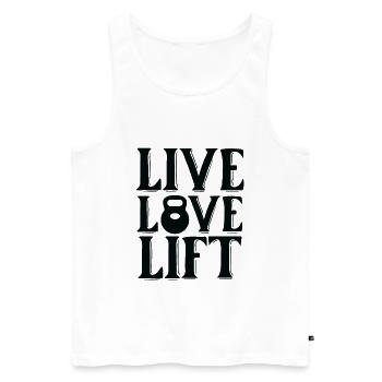 Live Love Lift - Citation fitness - Débardeur bio Premium Homme - blanc - Devant - AI Model Male 178 light (178cm)