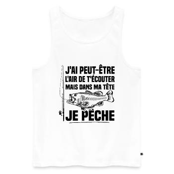 Dans ma tête je pêche / Pêcheur humour - Débardeur bio Premium Homme - blanc - Devant - Michal (187cm)