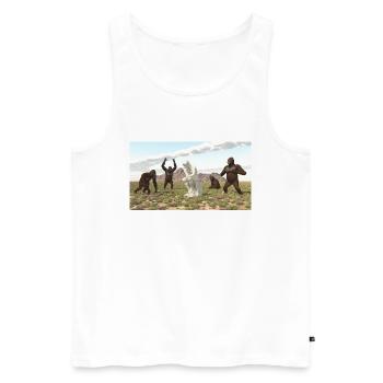 Gorillas mit Denker Skulptur - Männer Premium Bio Tank Top - Weiß - Vorne - AI Model Male 178 light (178cm)
