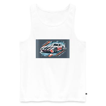 Voiture de course Blanc-Rouge - Débardeur bio Premium Homme - blanc - Devant - Michal (187cm)