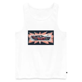 Comic Racecar - Männer Premium Bio Tank Top - Weiß - Vorne - AI Model Male 178 light (178cm)