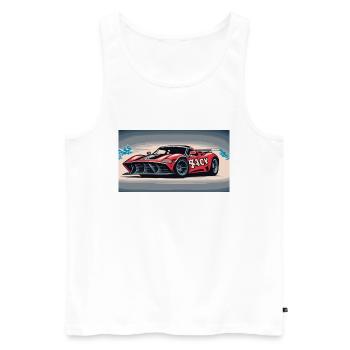 Racecar enveloped in the Mist - Men's Premium Organic Tank Top - white - Front - AI Model Male 178 light (178cm)