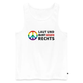 Laut und bunt gegen rechts - Männer Premium Bio Tank Top - Weiß - Vorne - Michal (187cm)
