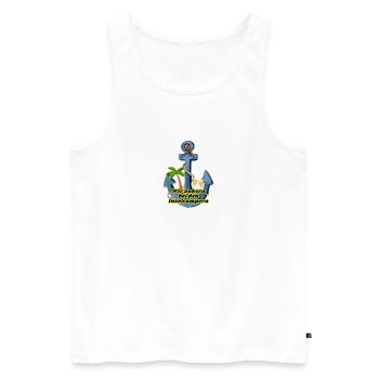 Wir ankern bei den Inselcampern - Männer Premium Bio Tank Top - Weiß - Vorne - AI Model Male 178 light (178cm)