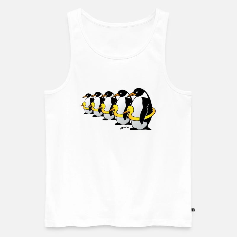 Pinguine mit Quietscheentchen - Männer Premium Bio Tank Top - Weiß