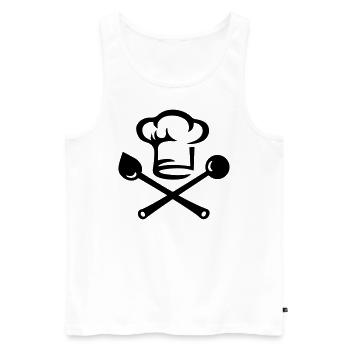 Chapeau de chef, cadeau, cuisine Restaurant, Hotel - Débardeur bio Premium Homme - blanc - Devant - AI Model Male 178 light (178cm)