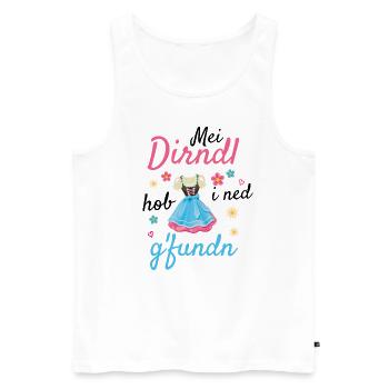 Dirndl | Mei Dirndl hob i ned g'fundn - Männer Premium Bio Tank Top - Weiß - Vorne - Michal (187cm)
