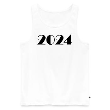 2024 Jahreszahl Datum Zahl Anno Kalenderjahr - Männer Premium Bio Tank Top - Weiß - Vorne - AI Model Male 178 light (178cm)