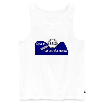 Focus on Jesus - Men's Premium Organic Tank Top - white - Front - Michal (187cm)