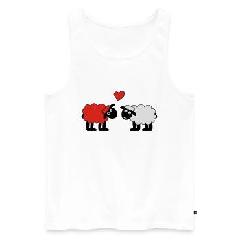 sheep happily in love sheep sheep lamb heart - Men's Premium Organic Tank Top - white - Front - AI Model Male 178 light (178cm)