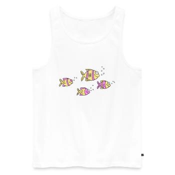 Fish Water Sea Graffiti Dessin des enfants Nature - Débardeur bio Premium Homme - blanc - Devant - AI Model Male 178 light (178cm)
