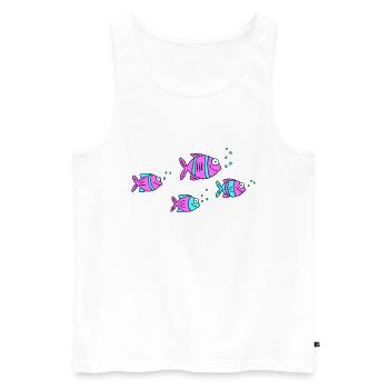 Poisson Cichlide Eau Mer Graffiti Dessin - Débardeur bio Premium Homme - blanc - Devant - Michal (187cm)