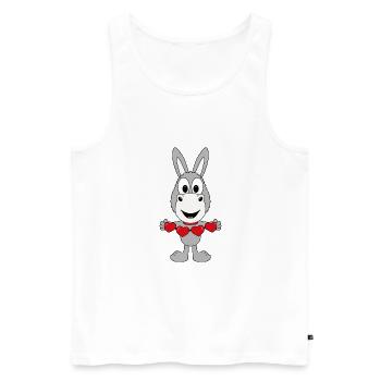LIEBE - LOVE - ESEL - HERZEN - TIER - KIND - BABY - Männer Premium Bio Tank Top - Weiß - Vorne - Michal (187cm)