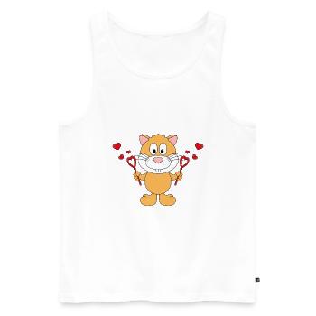HAMSTER - SEIFENBLASEN - HERZEN - LIEBE - VERLIEBT - Männer Premium Bio Tank Top - Weiß - Vorne - Michal (187cm)