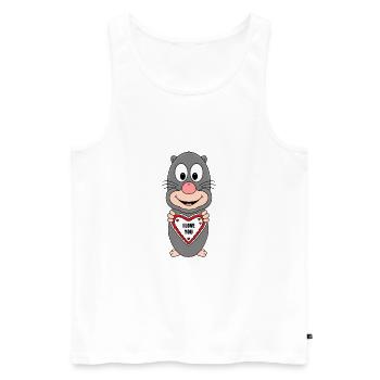 MAULWURF - I LOVE YOU - HERZ - LIEBE - LOVE - TIER - Männer Premium Bio Tank Top - Weiß - Vorne - Michal (187cm)