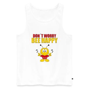 DON´T WORRY BEE HAPPY - BIENE - MUSIK - TIERISCH - Männer Premium Bio Tank Top - Weiß - Vorne - Michal (187cm)