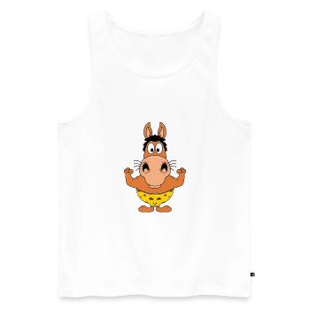 PFERD - STARK - MUSKELN - FITNESS - BODYBUILDING - Männer Premium Bio Tank Top - Weiß - Vorne - Michal (187cm)