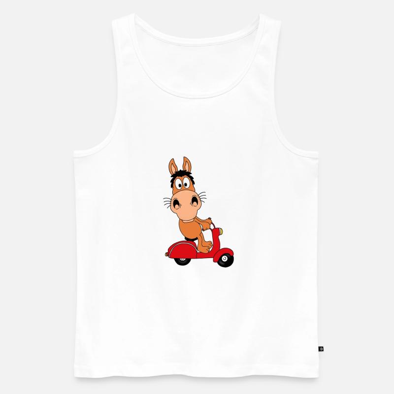 PFERD - PONY - ROLLER - TIER - TIERISCH - Männer Premium Bio Tank Top - Weiß