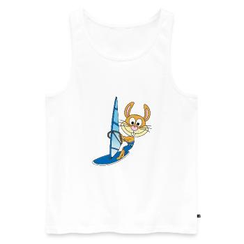 HASE - WINDSURFER - SURFER - WASSERSPORT - TIER - Männer Premium Bio Tank Top - Weiß - Vorne - Michal (187cm)