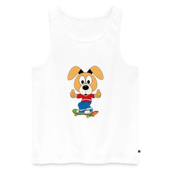 HUND - SKATEBOARD - SPORT - TIER - KIND - BABY - Männer Premium Bio Tank Top - Weiß - Vorne - Michal (187cm)