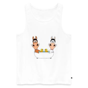 BADEN - BADEWANNE - PFERDE - PONYS - LIEBE - Männer Premium Bio Tank Top - Weiß - Vorne - Michal (187cm)