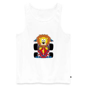 LÖWE - MOTORSPORT - RENNWAGEN - AUTO - TIER - Männer Premium Bio Tank Top - Weiß - Vorne - Michal (187cm)