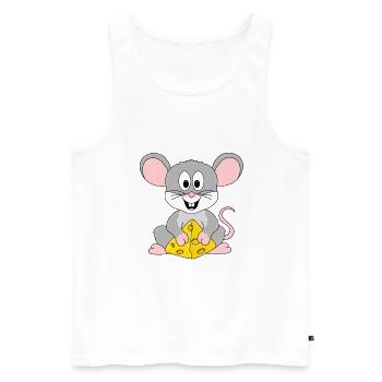 KÄSE - MAUS - TIER - KIND - BABY - Männer Premium Bio Tank Top - Weiß - Vorne - Michal (187cm)