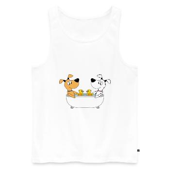 HUNDE - BADEWANNE - BADEENTEN - LIEBE - HUND - Männer Premium Bio Tank Top - Weiß - Vorne - Michal (187cm)